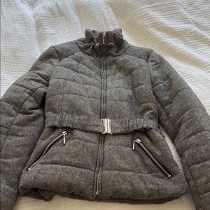 Tweed Belted Puffer Coat